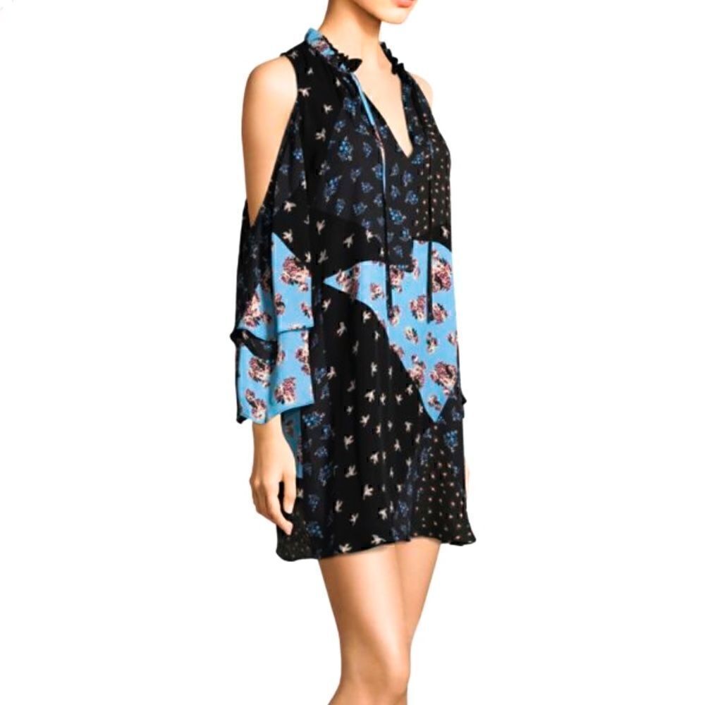 Parker Anastasia PatchworkCold-Shoulder Dress